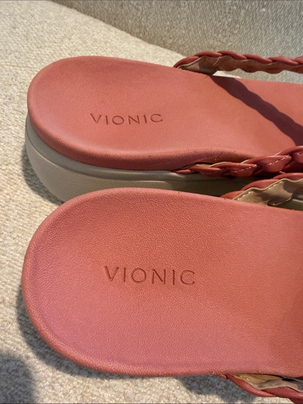 Vionic Braided Coral Platform Flip Flops - Picture 6 of 6